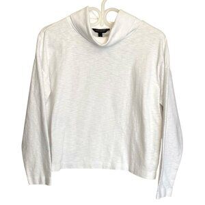 Banana Republic Size S White Cotton Turtleneck Long Sleeve Top Womens Minimalist
